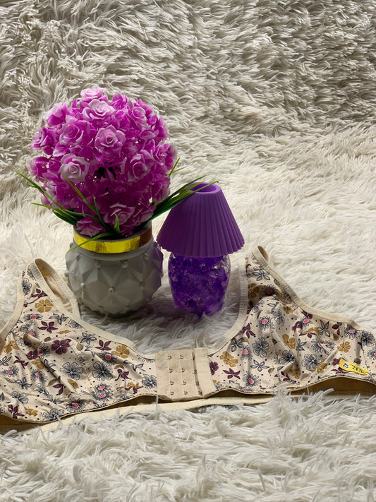 Floral Print Front Hook Open Cotton Bra – Everyday Comfort & Easy Wear