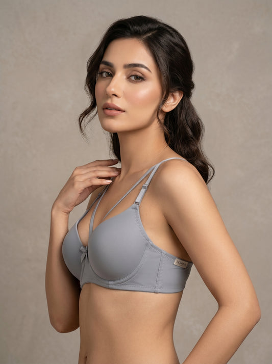 Double Strip Paded Bra With Net Underwear