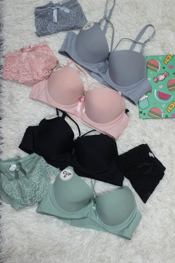 Double Strip Paded Bra With Net Underwear
