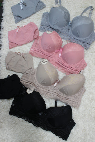 Paded  Pushup Bra with Net Underwear