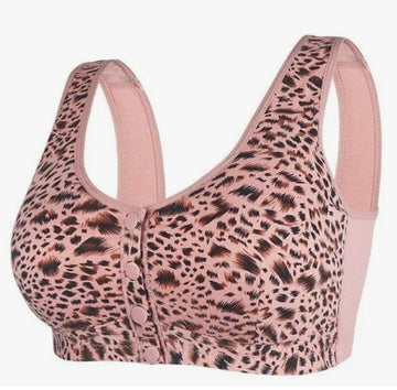 Animal Printed Light Padded Front Button Full Coverage Cotton Bra