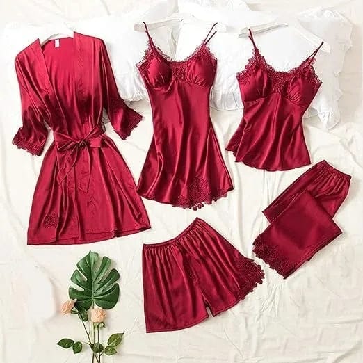 Luxury 5-Piece Satin Nightwear Set