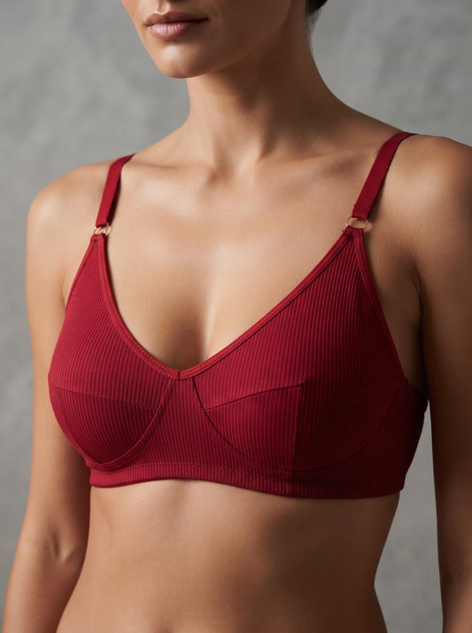 Ribbed Wire-Free Comfort Bra – Soft Support for Everyday Wear